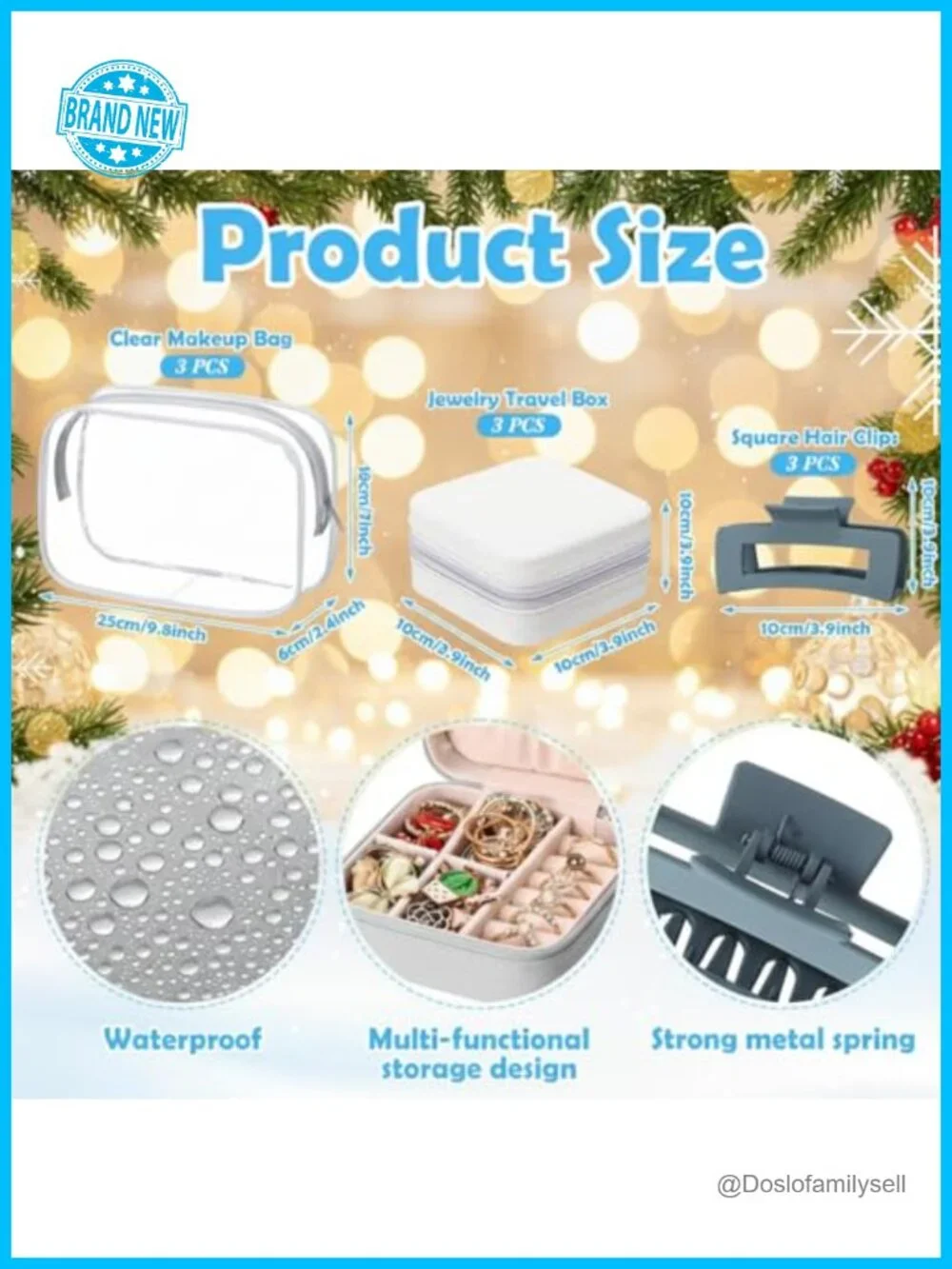 12-Piece Winter Beanie Hat Set with Hair Clips, Jewelry Organizers & Cosmetic